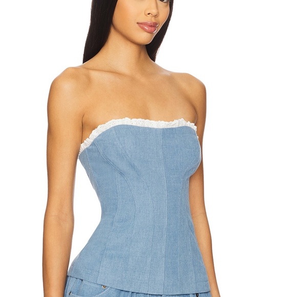 Lovers and Friends Charlette Top in Light Indigo - Picture 2 of 6